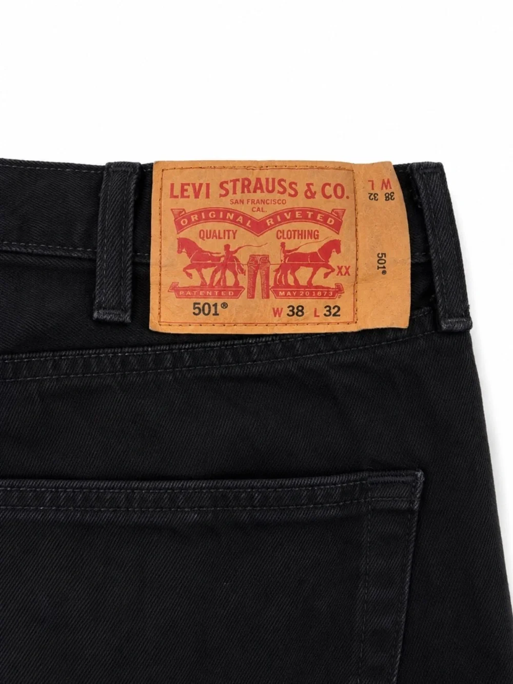 Levi's 501 Original Fit Black Jeans Button Fly Straight Leg Men's 38x32